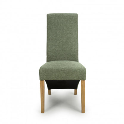 Baxter Green Weave Linen Effect Fabric Dining Chairs In Pair