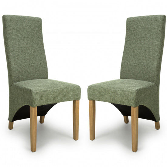 Baxter Green Weave Linen Effect Fabric Dining Chairs In Pair