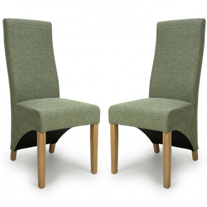 Baxter Green Weave Linen Effect Fabric Dining Chairs In Pair