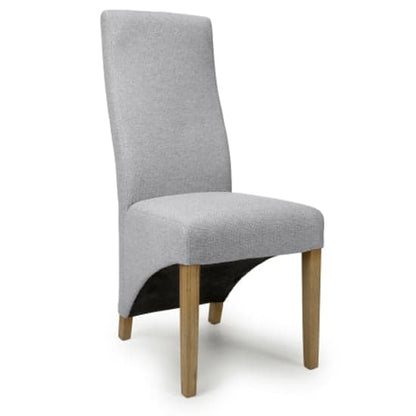 Baxter Light Grey Weave Linen Effect Fabric Dining Chairs In Pair