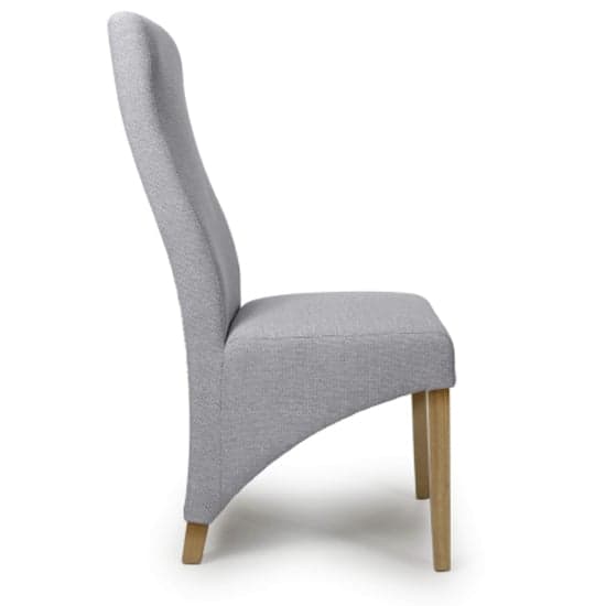 Baxter Light Grey Weave Linen Effect Fabric Dining Chairs In Pair