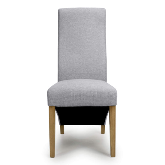Baxter Light Grey Weave Fabric Dining Chairs In Pair