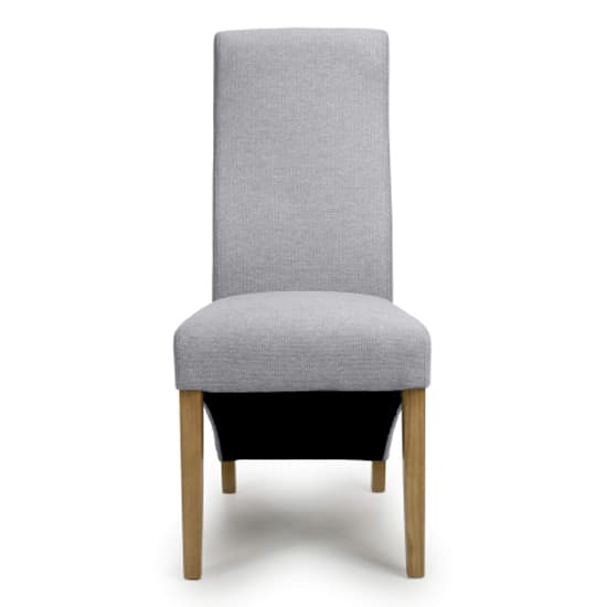 Baxter Light Grey Weave Linen Effect Fabric Dining Chairs In Pair