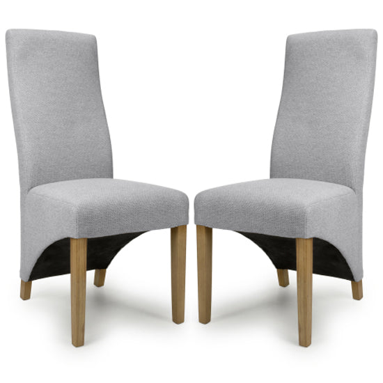 Baxter Light Grey Weave Fabric Dining Chairs In Pair