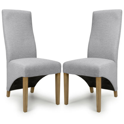 Baxter Light Grey Weave Fabric Dining Chairs In Pair