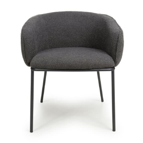 Lola Grey Boucle Fabric Dining Chairs In Pair