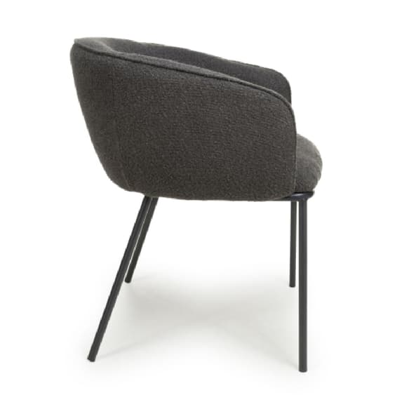 Lola Grey Boucle Fabric Dining Chairs In Pair