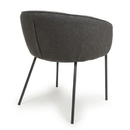 Lola Grey Boucle Fabric Dining Chairs In Pair
