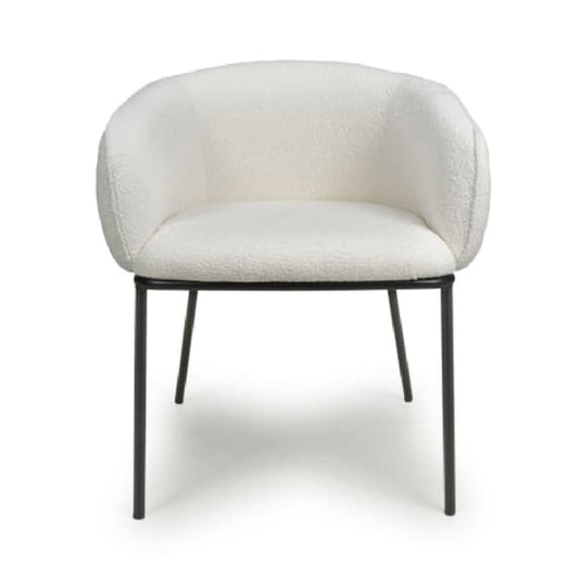 Lola White Boucle Fabric Dining Chairs In Pair