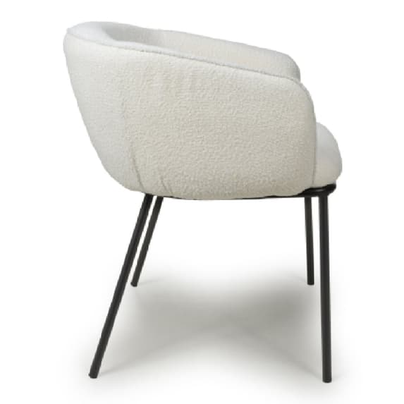 Lola White Boucle Fabric Dining Chairs In Pair