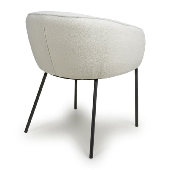 Lola White Boucle Fabric Dining Chairs In Pair