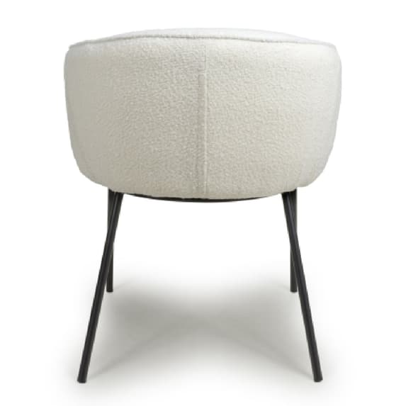 Lola White Boucle Fabric Dining Chairs In Pair
