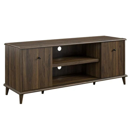 Farnsworth Wodoen TV Stand With 2 Doors 4 Shelves In Walnut