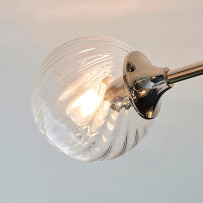 Allegra 6 Lights Clear Spiral Glass Semi Flush Wall Light In Bright Nickel