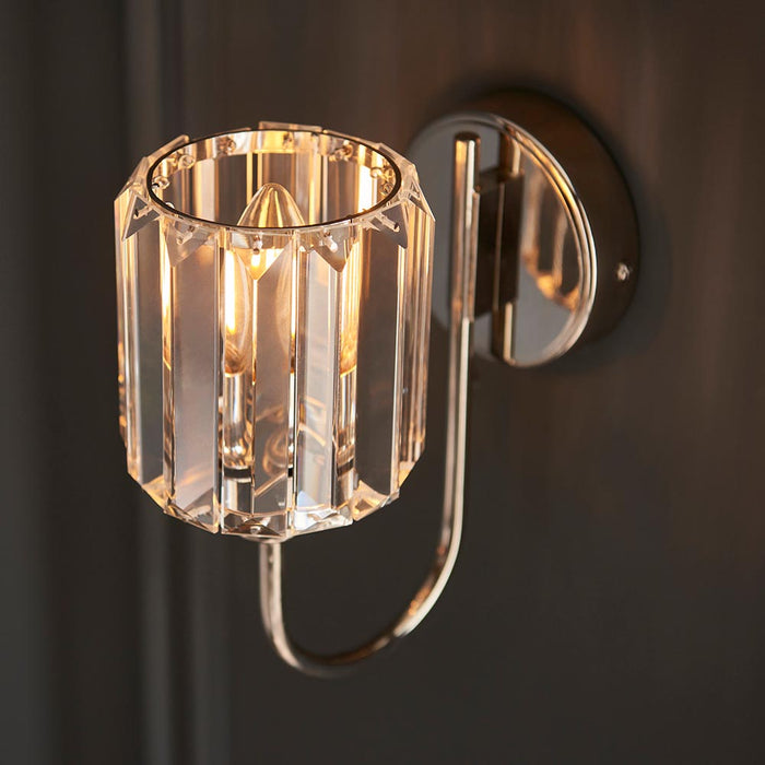Berenice Clear Cut Glass Shade Wall Light In Bright Nickel