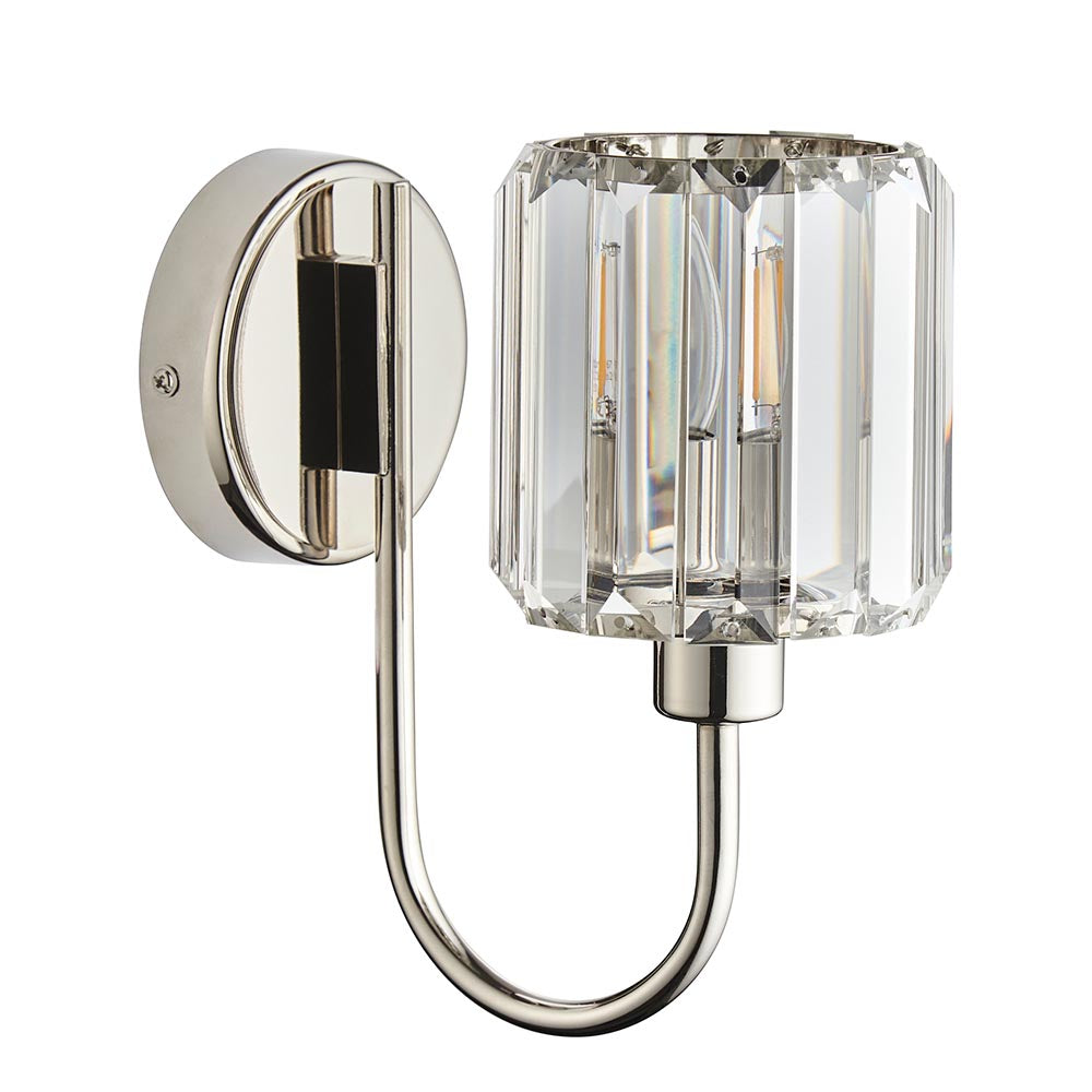 Berenice Clear Cut Glass Shade Wall Light In Bright Nickel