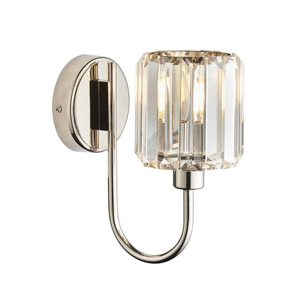 Berenice Clear Cut Glass Shade Wall Light In Bright Nickel