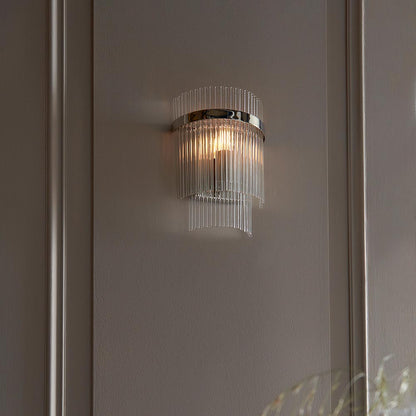 Marietta Clear Glass Rods Wall Light In Polished Nickel
