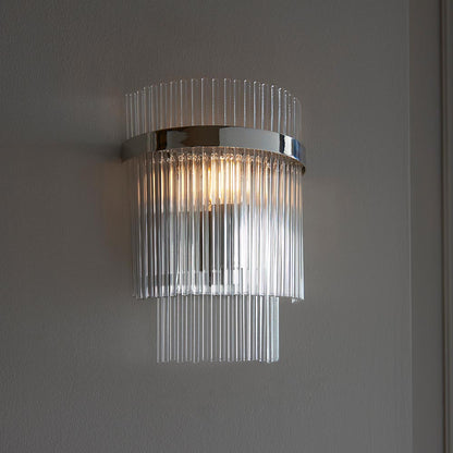 Marietta Clear Glass Rods Wall Light In Polished Nickel