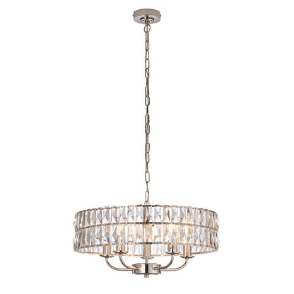 Clifton Clear Cut Faceted Glass 5 Lights Ceiling Pendant Light In Bright Nickel
