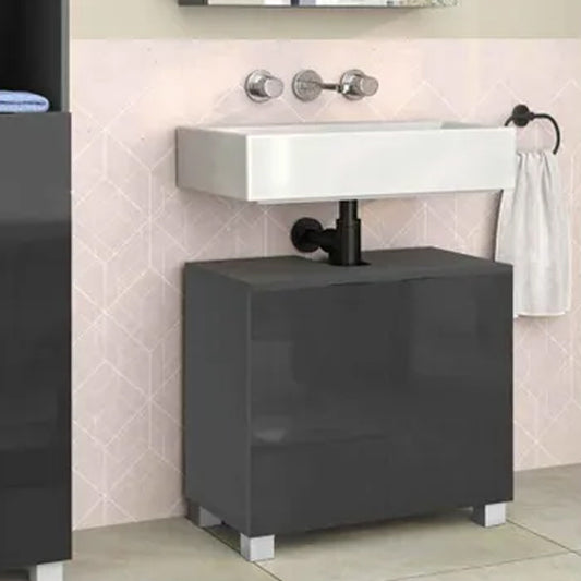 Atlas Wooden Bathroom Vanity Unit With 2 Doors In Grey