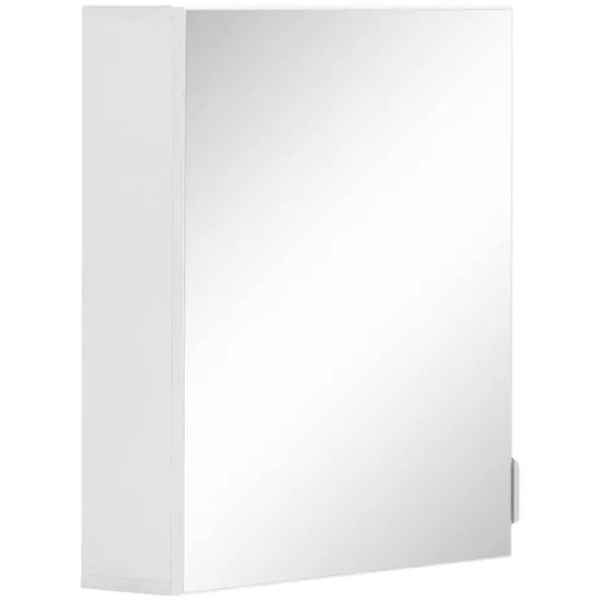 Atlas Wall Hung Wooden Bathroom Mirrored Storage Cabinet In White