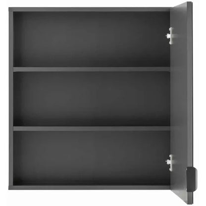 Atlas Wall Hung Wooden Bathroom Mirrored Storage Cabinet In Grey