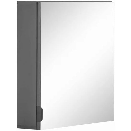 Atlas Wall Hung Wooden Bathroom Mirrored Storage Cabinet In Grey