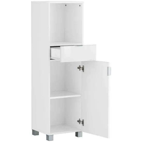 Atlas Wooden Bathroom Storage Cabinet With 1 Door And 1 Drawer In White