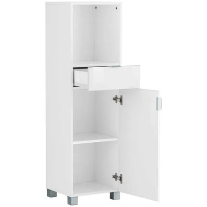 Atlas Wooden Bathroom Storage Cabinet With 1 Door And 1 Drawer In White
