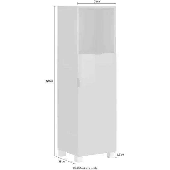 Atlas Wooden Bathroom Storage Cabinet With 1 Door And 1 Drawer In White