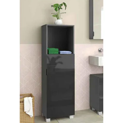 Atlas Wooden Bathroom Storage Cabinet With 1 Door And 1 Drawer In Grey