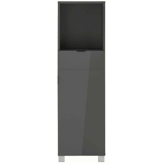Atlas Wooden Bathroom Storage Cabinet With 1 Door And 1 Drawer In Grey