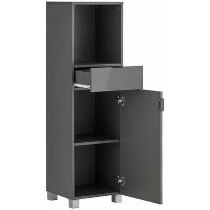 Atlas Wooden Bathroom Storage Cabinet With 1 Door And 1 Drawer In Grey
