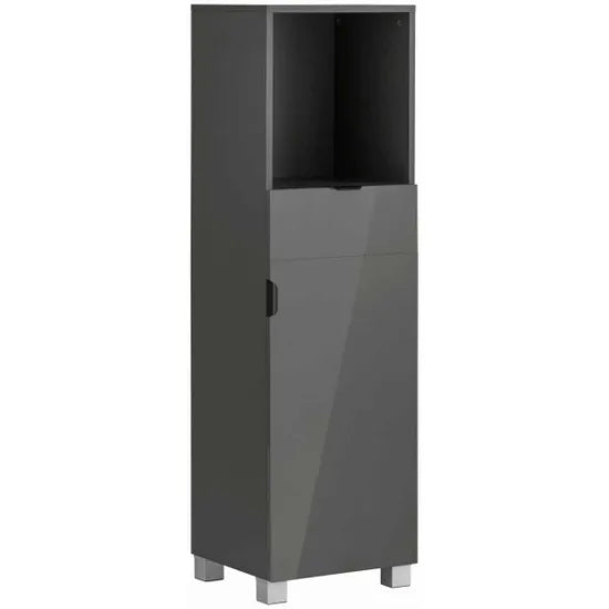 Atlas Wooden Bathroom Storage Cabinet With 1 Door And 1 Drawer In Grey