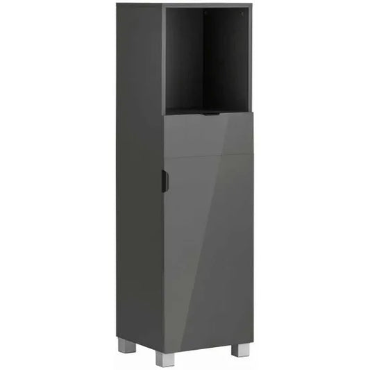 Atlas Wooden Bathroom Storage Cabinet With 1 Door And 1 Drawer In Grey