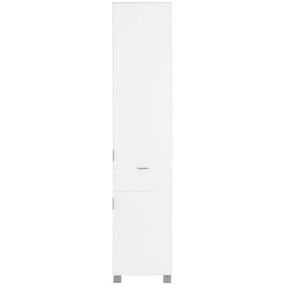 Atlas Tall Wooden Bathroom Storage Cabinet With 1 Door And 1 Drawer In White