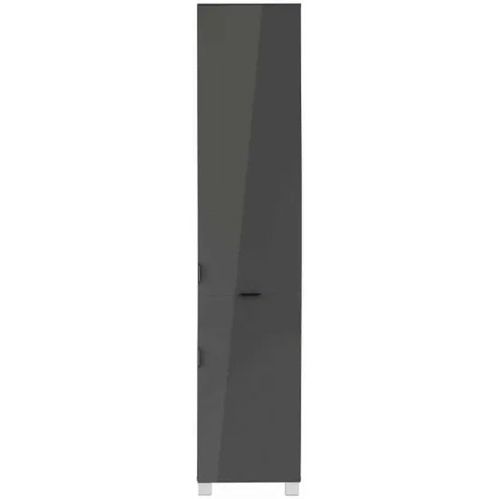 Atlas Tall Wooden Bathroom Storage Cabinet With 1 Door And 1 Drawer In Grey