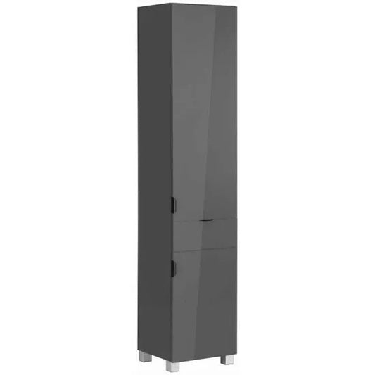 Atlas Tall Wooden Bathroom Storage Cabinet With 1 Door And 1 Drawer In Grey