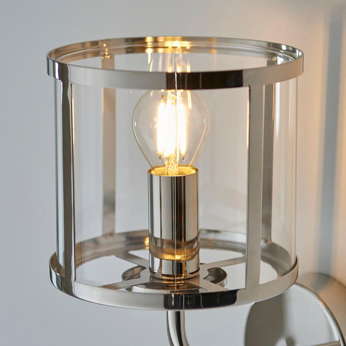 Hopton Clear Glass Shade Wall Light In Bright Nickel