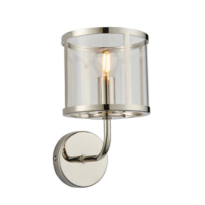Hopton Clear Glass Shade Wall Light In Bright Nickel
