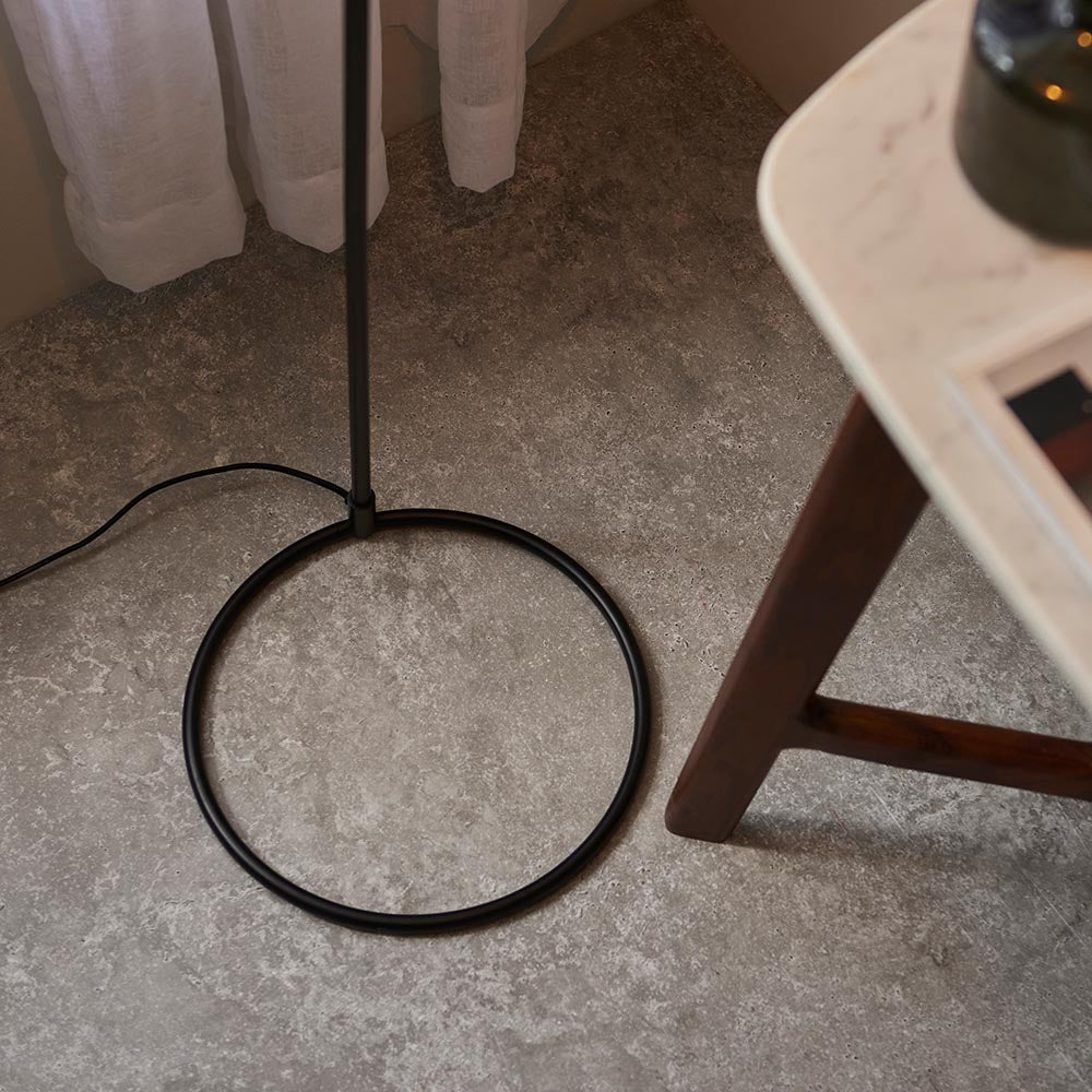 Brair Metal Floor Lamp In Matt Black With Antique Brass Plated Details