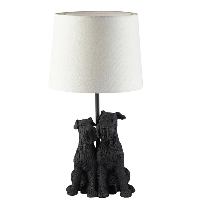 Westie Natural Fabric Shade Table Lamp With Matt Black Base
