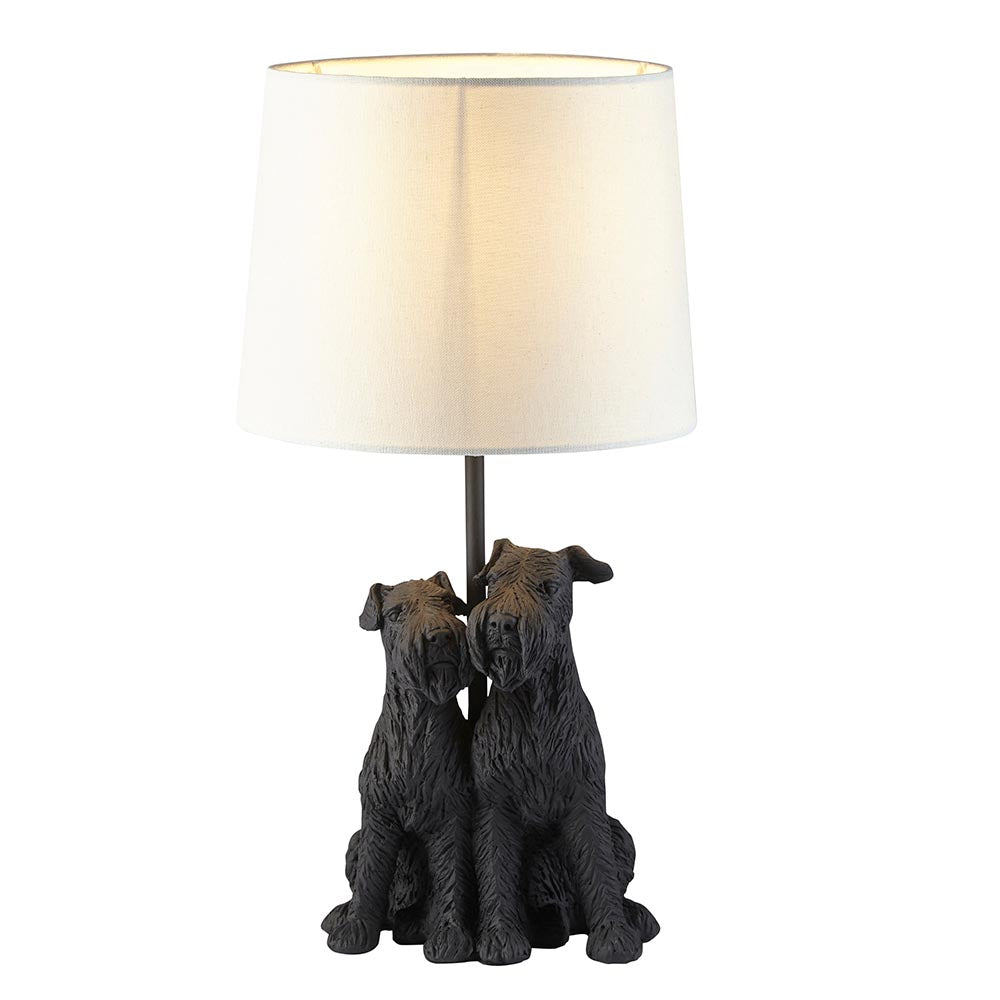 Westie Natural Fabric Shade Table Lamp With Matt Black Base