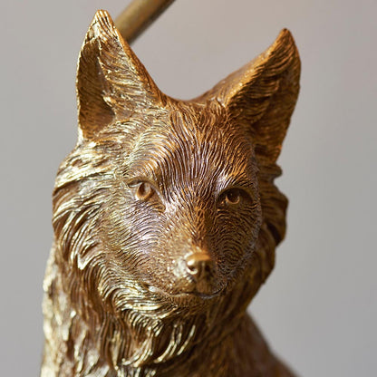 Fox Black Tapered Fabric Shade Table Lamp In Vintage Gold