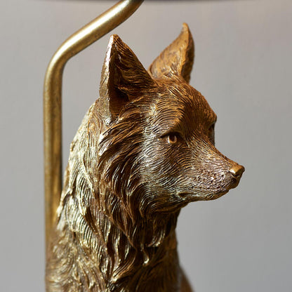 Fox Black Tapered Fabric Shade Table Lamp In Vintage Gold