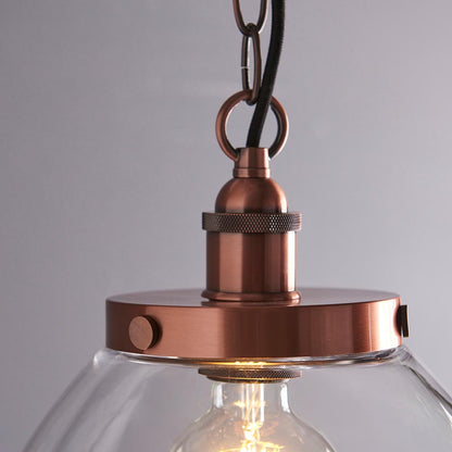 Hansen Clear Glass Shade Grand Ceiling Pendant Light In Aged Copper