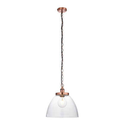 Hansen Clear Glass Shade Grand Ceiling Pendant Light In Aged Copper