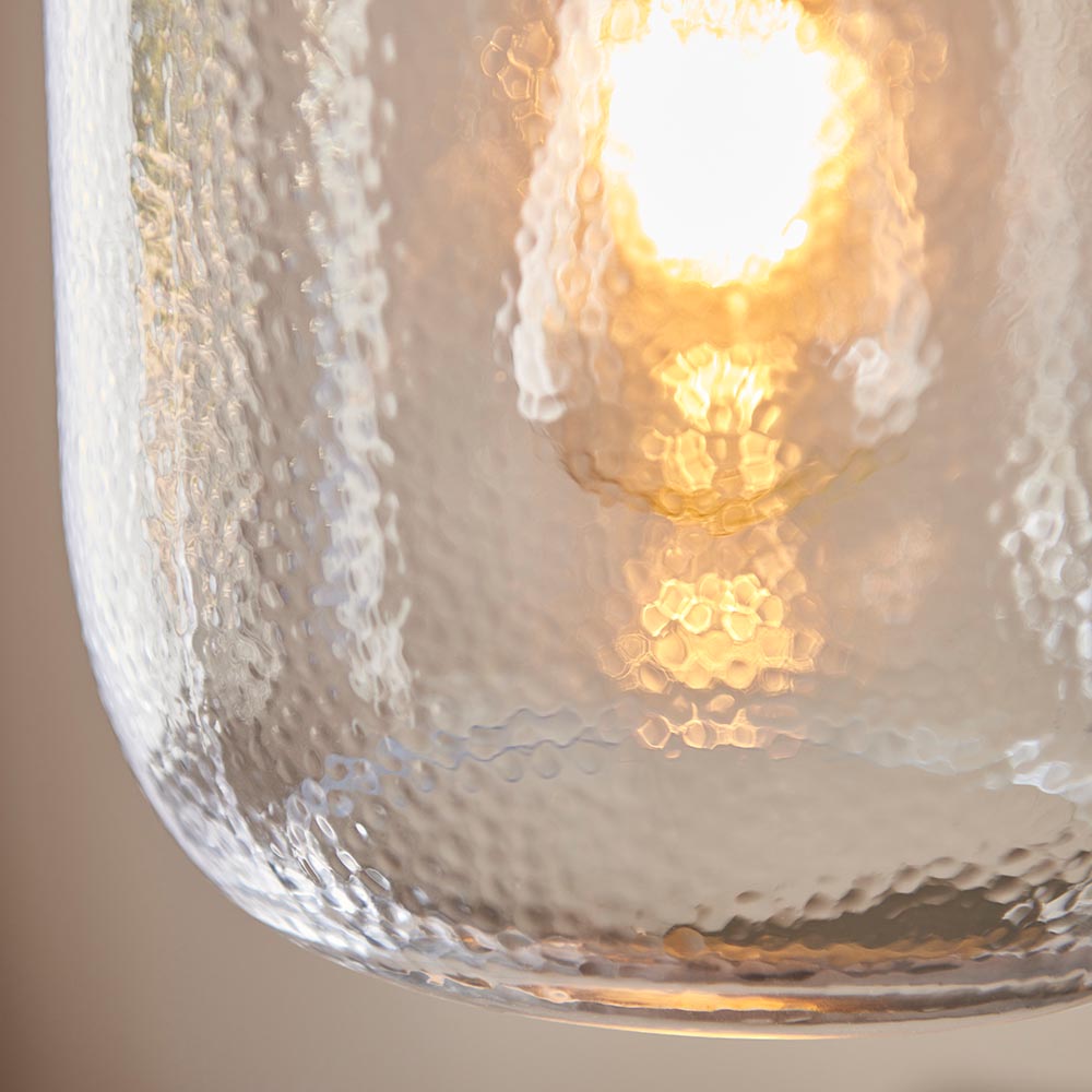 Lyra Clear Textured Glass Shade Ceiling Pendant Light In Antique Brass