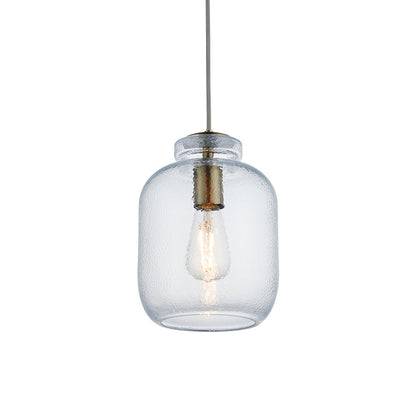 Lyra Clear Textured Glass Shade Ceiling Pendant Light In Antique Brass